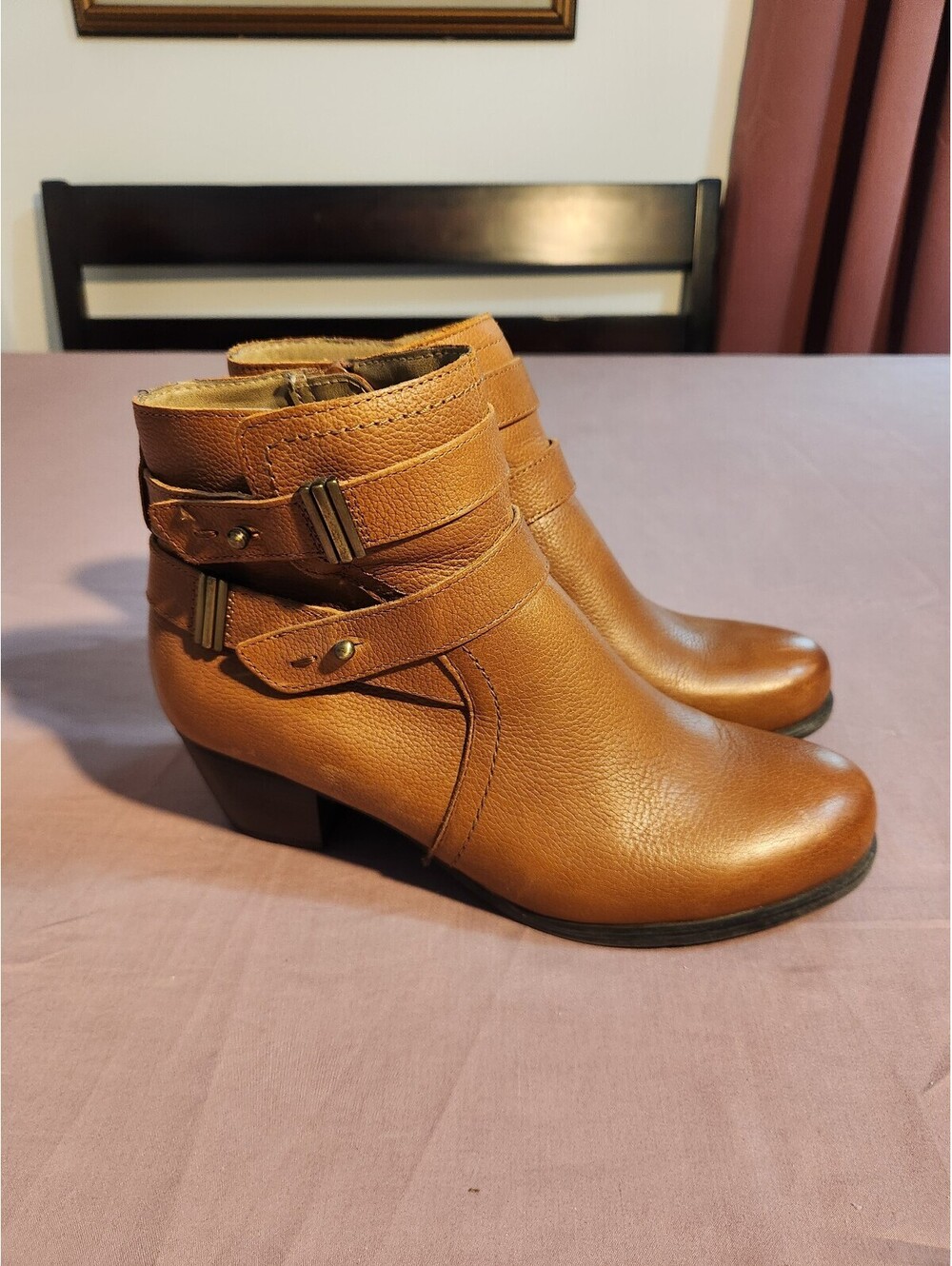Naturalizer Women's Brown Leather Ankle Boots Size 6.5W